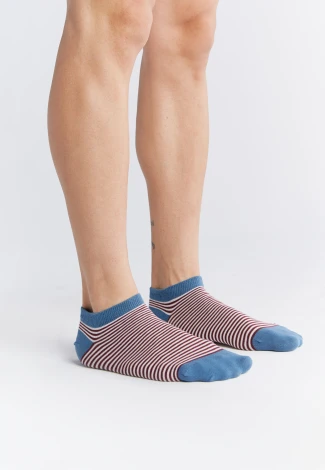 Albero burgundy striped sneaker socks in organic cotton_101143