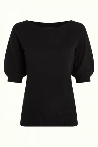 Maglietta Ivy nera in filo di cotone, modal e seta_101308