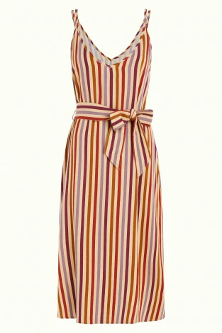 Nadya striped dress for women in Ecovero and Linen_101626