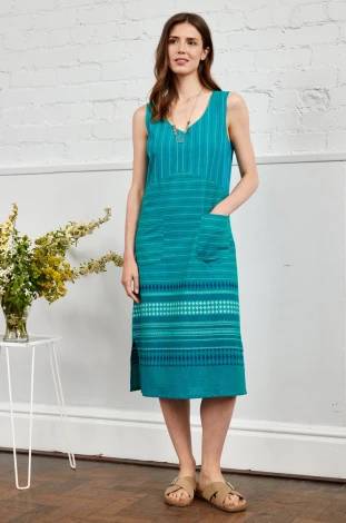 Jacquard summer dress for women in fair trade cotton_102564