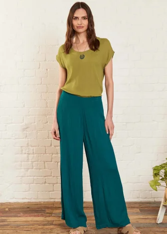 Aqua straight trousers for women in sustainable Viscose Crêpe_110330