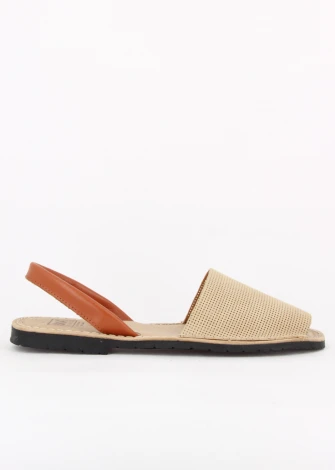 Caprera Beige minorchina sandals in leather_102973