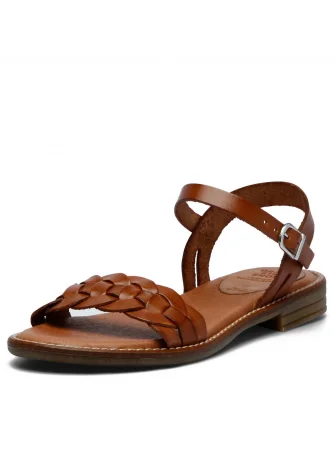 Kea women's vegetable-tanned leather sandals - Whisky_103164