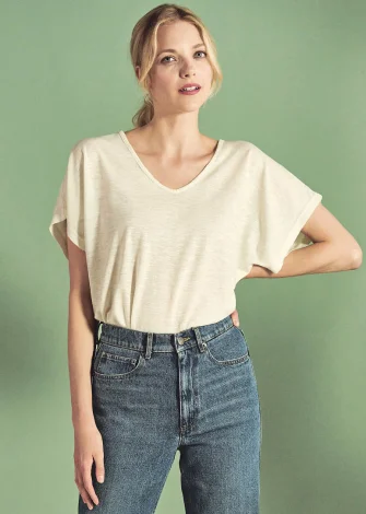 Women's wide t-shirt in hemp and organic cotton_103072