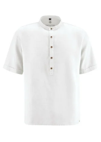 Short-sleeved Men's Shirt in Hemp and White Organic Cotton_103066