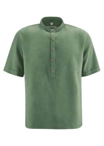Short-sleeved Men's Shirt in Hemp and Green Organic Cotton_103068