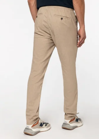 Pantaloni Chino uomo Sabbia in lino e cotone biologico_103358