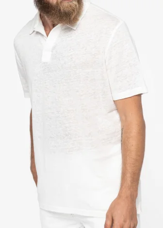 Men's linen polo shirt - Ivory_103372