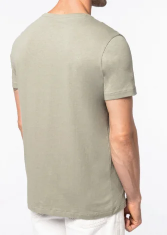 T-shirt unisex  CHARLIE in cotone biologico e lino - Verde_103380