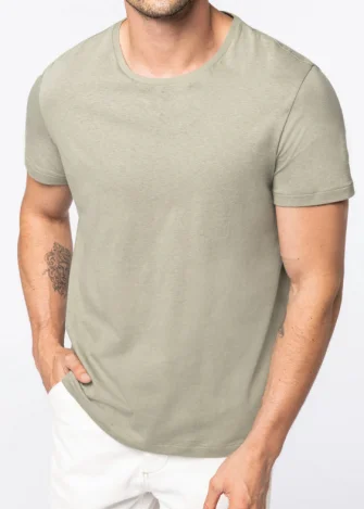 T-shirt unisex  CHARLIE in cotone biologico e lino - Verde_103381