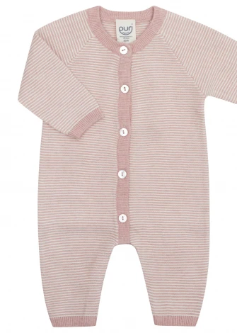 Tutina a maglia a righe rosa e bianco per neonati in cotone biologico e seta_104940