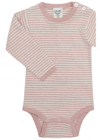 Body righe rosa e bianche manica lunga per neonati in cotone biologico e seta_104944