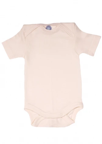 Baby short-sleeved bodysuit in organic wool and silk_105072