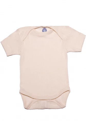 Baby short-sleeved bodysuit in wool, organic cotton and silk_105106