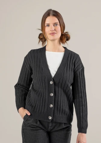 Cardigan PIRALA black da donna in lana e cotone biologico_105505
