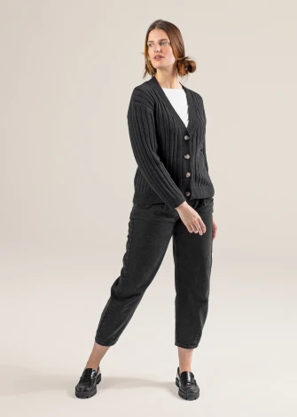Women's PIRALA black cardigan in wool and organic cotton_105506