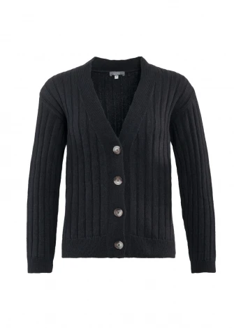 Cardigan PIRALA black da donna in lana e cotone biologico_105508