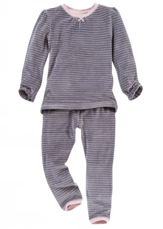 Girl's striped pyjamas in organic cotton chenille_105636