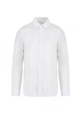 Camicia washed Bianco da uomo in puro cotone biologico_105744