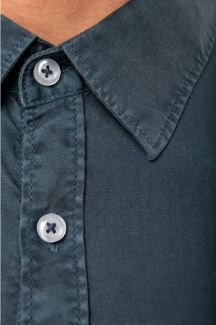 Navy washed shirt for men in pure organic cotton_105748