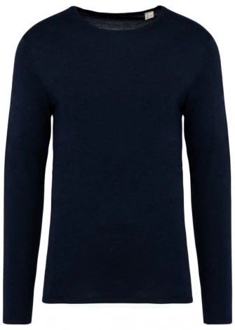 Blue crew-neck pullover for men in Lyocell TENCEL and organic cotton_105770