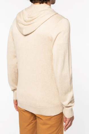 Beige men's hooded pullover in Lyocell TENCEL and organic cotton_105781