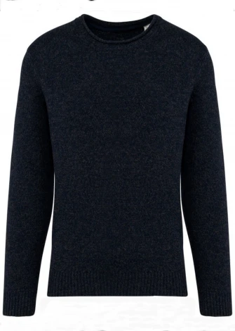 Blue men's rolled neck pullover in responsible merino wool_105785