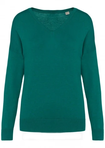 Women's Gemstone Green V-neck pullover in Lyocell TENCEL and organic cotton_105803