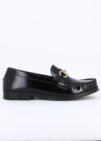 Women's black Camel natural leather moccasin shoe_106202
