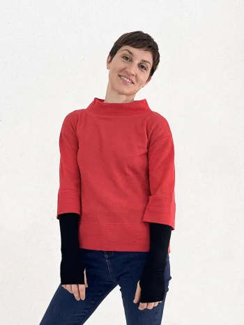 Women's 3/4 sleeve sweater in pure merino wool_106627