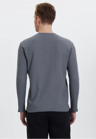 Men's Henley Grey T-shirt in pure organic cotton_107458