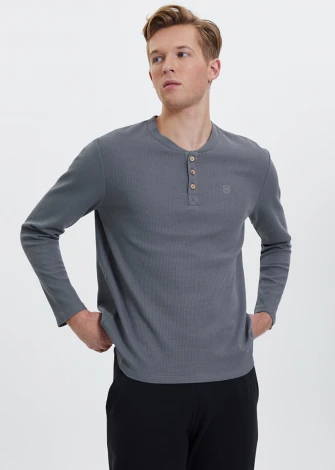 Men's Henley Grey T-shirt in pure organic cotton_107459