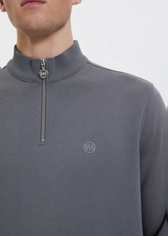 Men's Half Zip Grey sweatshirt in pure organic cotton_107500