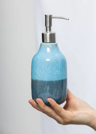 Industrial blue ceramic liquid soap dispenser_108197