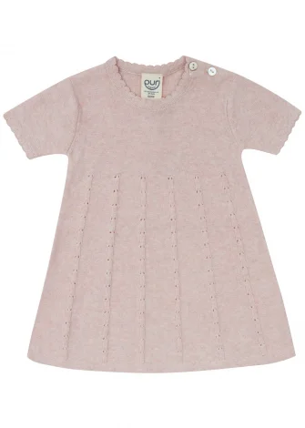 Baby pink dress in organic cotton and silk_109559