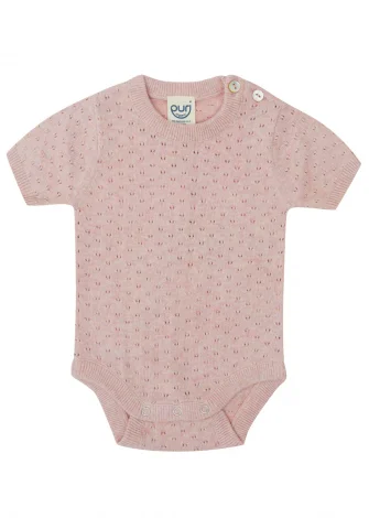 Rose striped bodysuit for newborns in organic cotton and silk_109570
