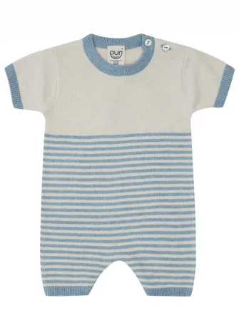 Blue striped baby rompers in Organic Cotton and Silk_109557