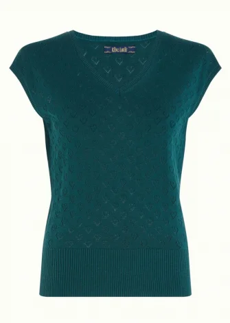 Openwork Heart Green T-shirt in organic cotton and viscose_108447