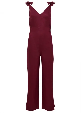Floss jumpsuit in pure organic linen - Berry_108823