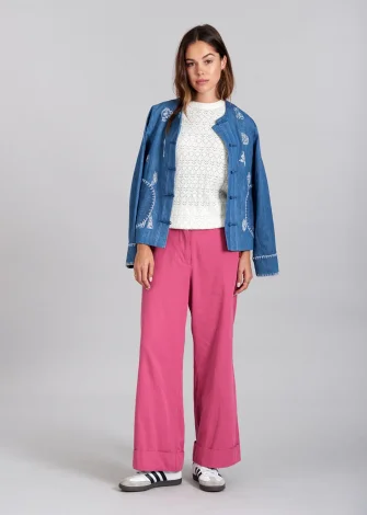 Women's Tansy trousers in pure organic cotton - Pink_110559