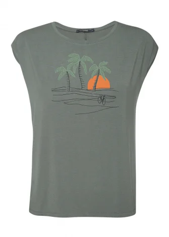 T-shirt Sunset Palms da donna in Ecovero™_109055
