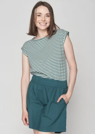 Women's Green Striped T-shirt in Pure Organic Cotton_109079