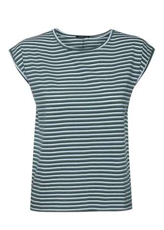 Women's Green Striped T-shirt in Pure Organic Cotton_109081