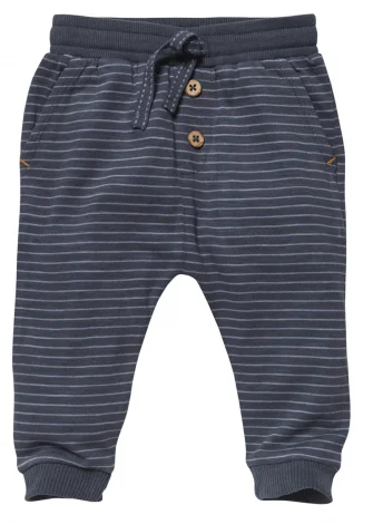 Blue striped trousers for children in pure organic cotton_109391