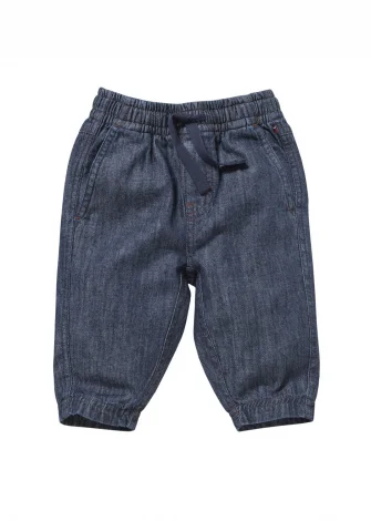 Blue denim trousers for children in pure organic cotton_109427