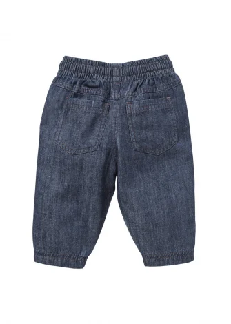 Blue denim trousers for children in pure organic cotton_109428