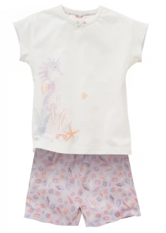 Girl's Seahorse summer pyjamas in pure organic cotton_109379
