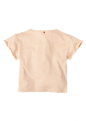 Girl's yellow striped T-shirt in pure organic cotton_109437