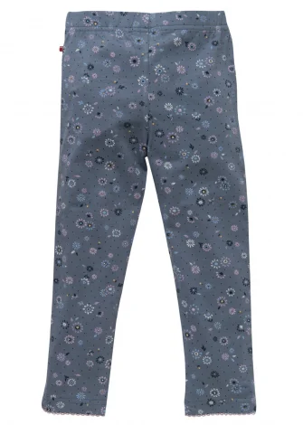 Flower leggings for girls in organic cotton - Blue_109443