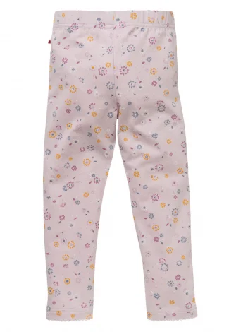 Flower leggings for girls in organic cotton - Lilac_109444